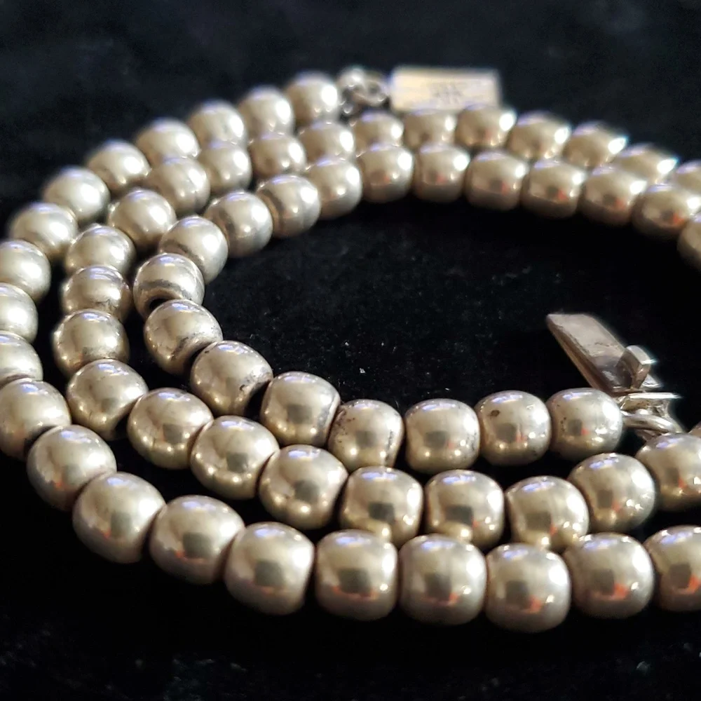 Mexico 925 sterling silver large bead ball necklace , 44.5 grms - Picture 4 of 13